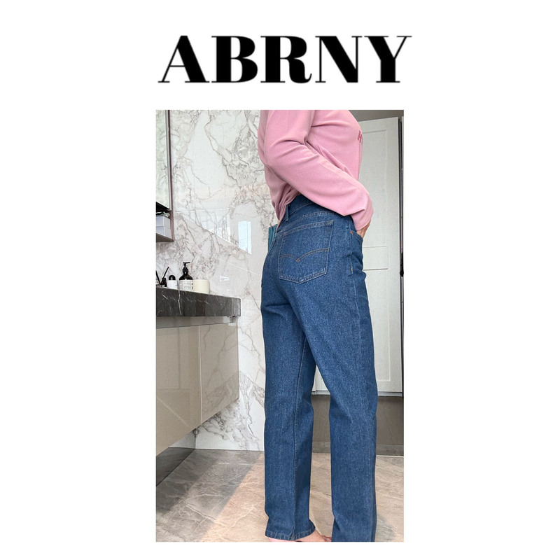 Xu Xiaohei【Vintage Denim】Imported Kanglong Mid-High Waist Non-Stretch Straight-Leg Jeans G043