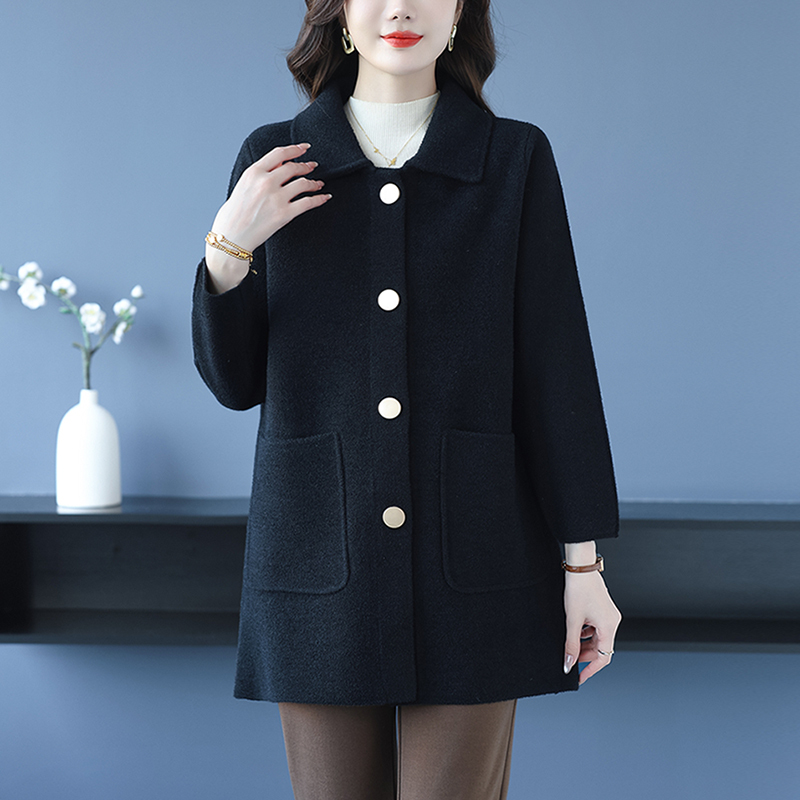 Double-Sided Wool Coat for Women, Long Style, Autumn and Winter New Model, Loose Fit, High-End Red Large Size Woolen Coat, Slimming Effect