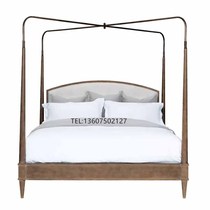 Post-modern double bed model room hotel room designer custom solid wood bed light luxury art frame bed
