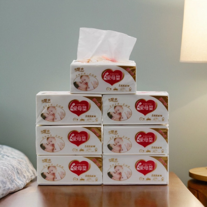 Ai Mama and Baby Tissues 5-Layer Unscented 8-Pack Set, Water-Resistant, Soft, Smooth, Skin-Friendly, Specially Designed for Babies, Family Value Pack
