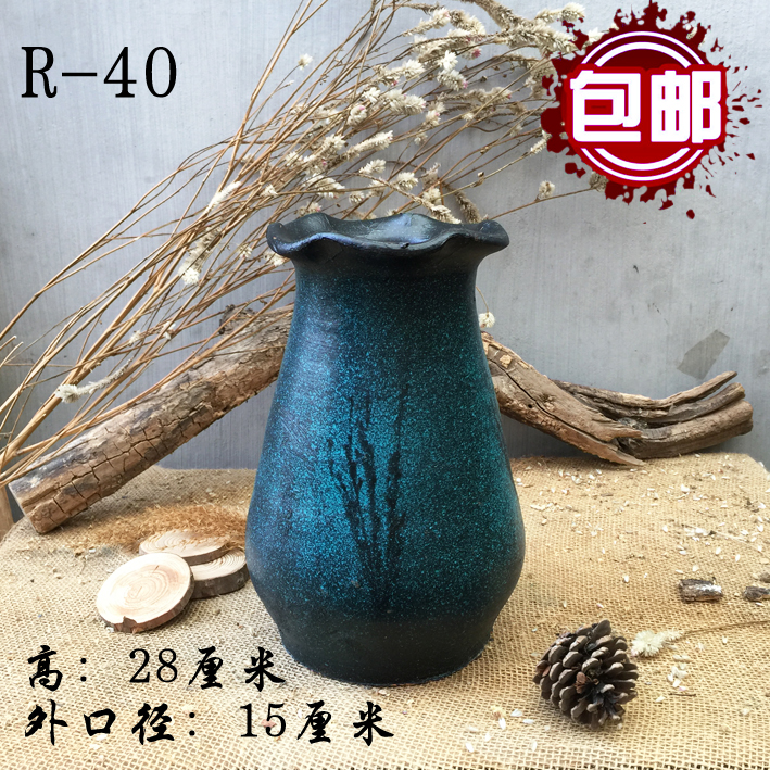 Retro cũ đồ gốm nồi sáng tạo thịt hoa nồi thủ công đất sét nồi đất nung nồi bùn nồi hoa khô trang trí bình hoa - Vase / Bồn hoa & Kệ chậu cây thông minh