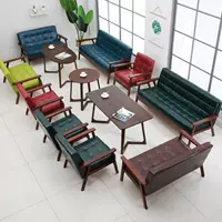 Nội thất tư nhân phong cách Bắc Âu đệm sofa Bốn mùa trung tâm mua sắm bằng gỗ tròn bàn gỗ và ghế cửa hàng phòng gỗ óc chó đen - FnB Furniture 	chân bàn gấp gọn