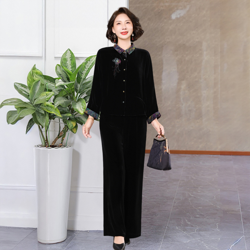 International Brand Mulberry Silk Suit, Short Jacket for Women, Spring and Autumn Velvet Pants, Elegant and Appropriate Two-Piece Outfit