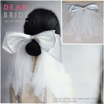 Bride wedding small veil photo props wedding dress license registration bow Net red short paragraph forest wedding