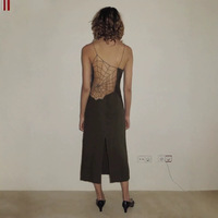 Paloma wool spot one-line collar backless spider web hollow suspender slim slit dress