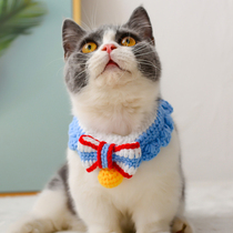 Kitty Puppy waistline Neck Bib Blue white Incircieve Mouth Water Towel Decorated Pet Woven Hair Line No Fur Cat Scarf