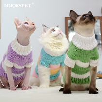 MOMO hairless cat warm sweater Pet cat clothes Autumn and winter knitted British short kitten Siamese New Year Christmas outfit