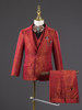 Boy's Suit Set, Flower Boy Red Stylish British-Style Small Suit, Children's Runway Outfit, Host Piano Performance Attire