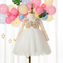 Childrens dress 2021 New temperament girl princess dress long sleeve host birthday puffy gauze costume