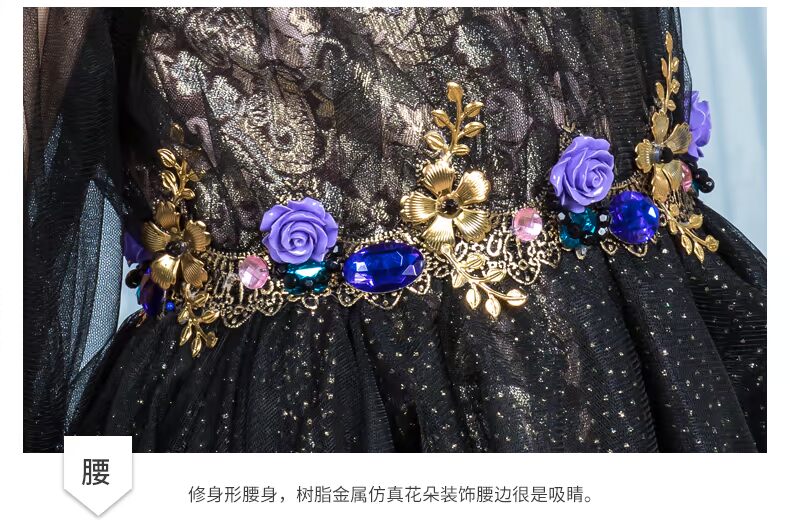 Trẻ em catwalk ăn mặc cô gái quần áo thủy triều trẻ em lớn mô hình cho thấy cô bé màu đen dấu vết trang phục piano cao cấp - Váy trẻ em shop thời trang trẻ em