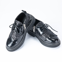 Boys shoes 2021 new children catwalk suit show black shoes accessories gold British casual shoes tide