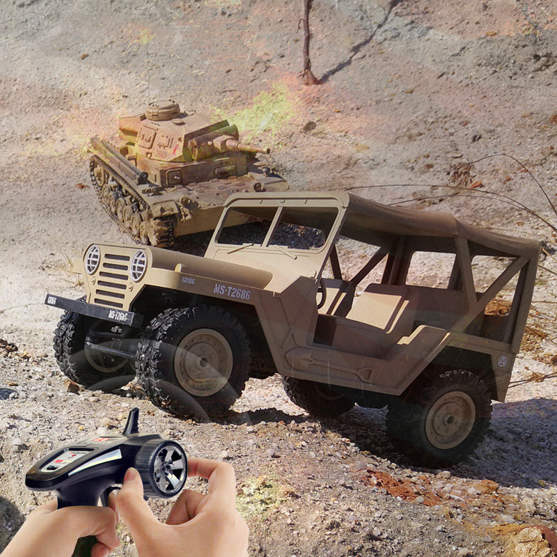 Henglong Remote Control Electric Cross-country Climbing Car Four-wheel Drive Children Handle Boy American Gip Toy Car Model RC Chariot