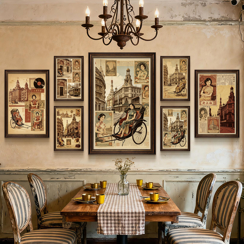 Republic of China Style Decorative Painting, Retro Nostalgic Chinese Restaurant, Hot Pot Restaurant, Dining Hall Mural, Cheongsam Beauty, Old Shanghai Hanging Painting Republic of China Style Decorative Painting, Retro Nostalgic Chinese Restaurant, Hot Pot Restaurant, Dining Hall Mural, Cheongsam Beauty, Old Shanghai Hanging Painting