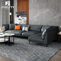 Italian leather sofa Simple modern Nordic size apartment living room combination sofa Light luxury latex leather sofa