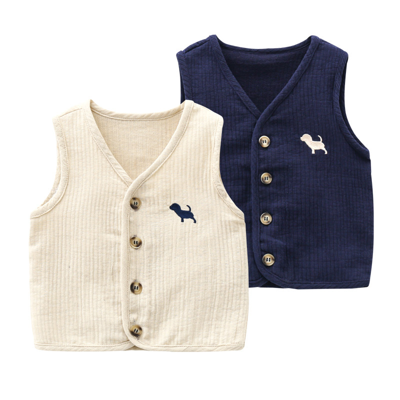 Children's waistcoat Vest Boy Pure Cotton Kan Shoulder Summer Thin sweaters women's spring autumn outwear baby waistcoat girl's little vest