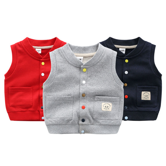 Children's Vest 2023 Spring and Autumn Thin Cotton Vest Boys and Girls Knitted Cardigan Jacket Baby Waistcoat Vest