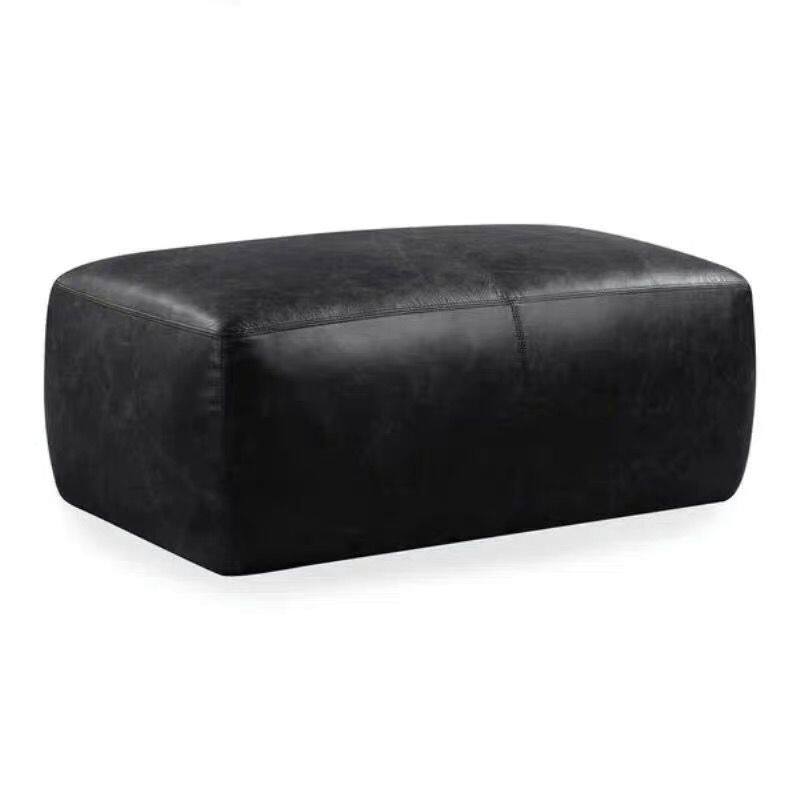 Nordic Black Genuine Leather Mound Changing Shoes Stool Cloister room Stool Living-room Sofa stool Foot American Tea Table Stool Short Stool