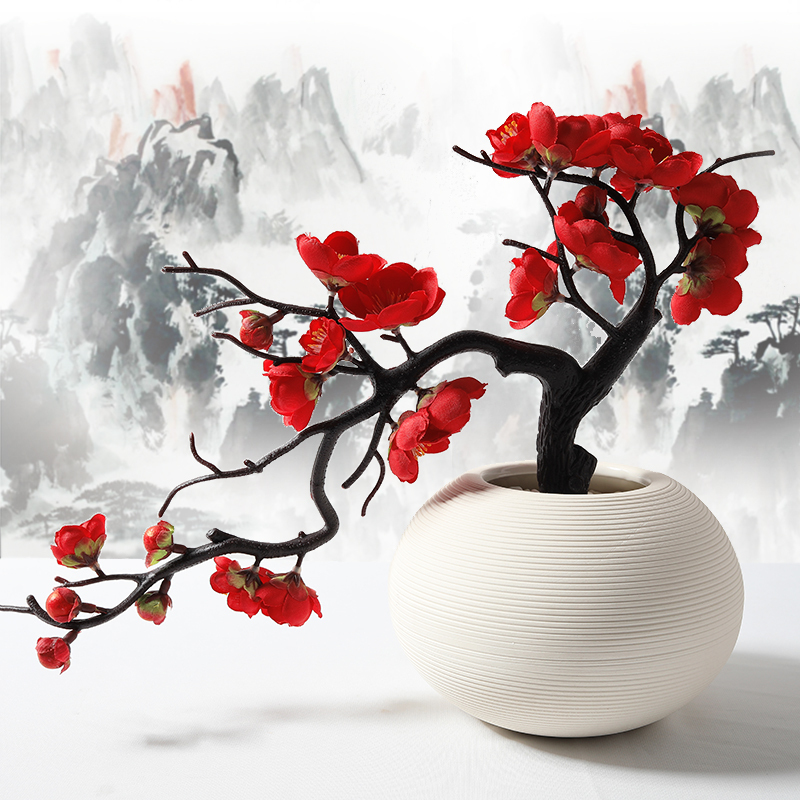 Plum Blossom Artificial Dried Flower Bouquet Chinese-Style Flower Arrangement Bonsai Living Room Decoration New Year Winter Plum Fake Flower Decoration
