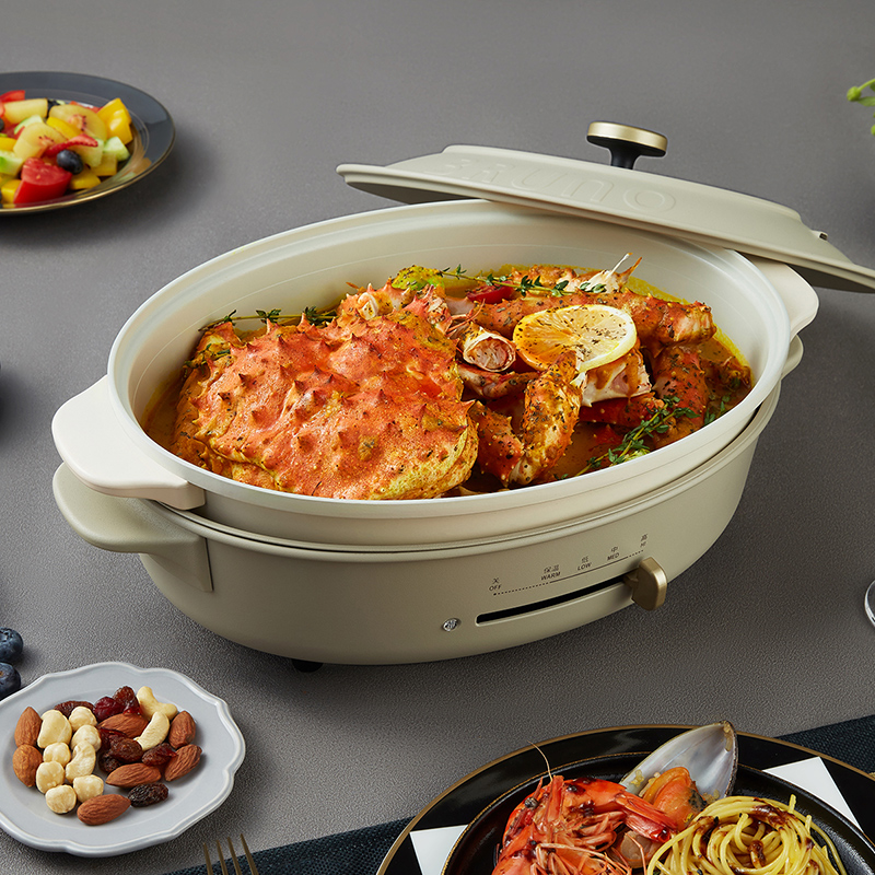 Japanese Bruno multi-function cooking pot oval light simple pot net red electric oven home barbecue hot pot all-in-one pot