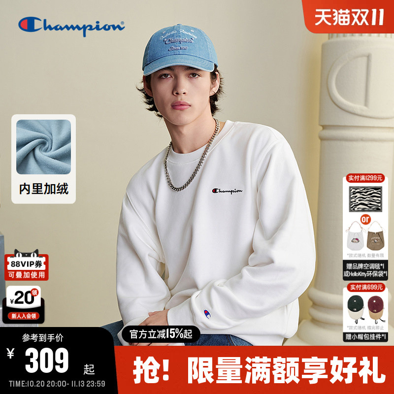 Champion Fleece-Lined Crewneck Sweatshirt for Men, 2026 Autumn New Pure Cotton Casual Top for Women, Couple's Trendy Outfit