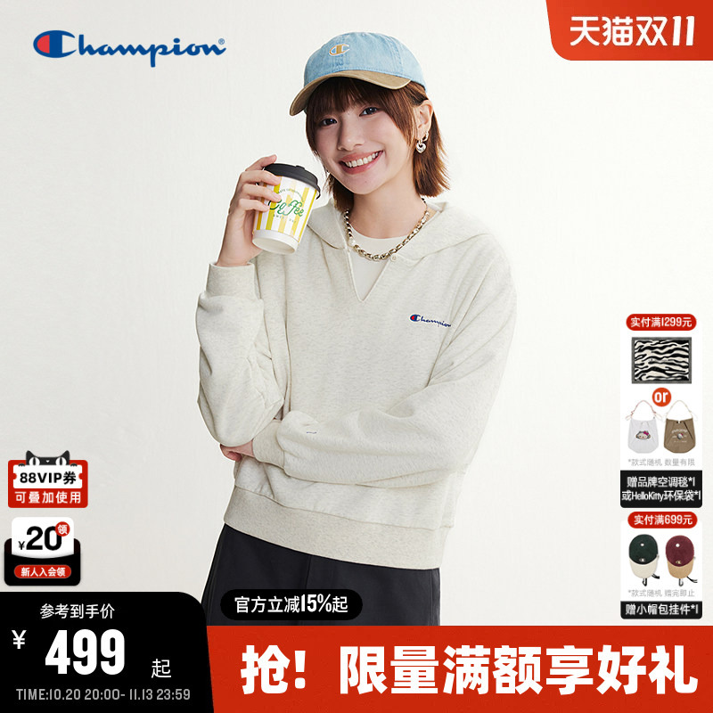 Champion Women's Hooded Sweatshirt 2026 Autumn New Pullover V-Neck Top American Retro Casual Trendy