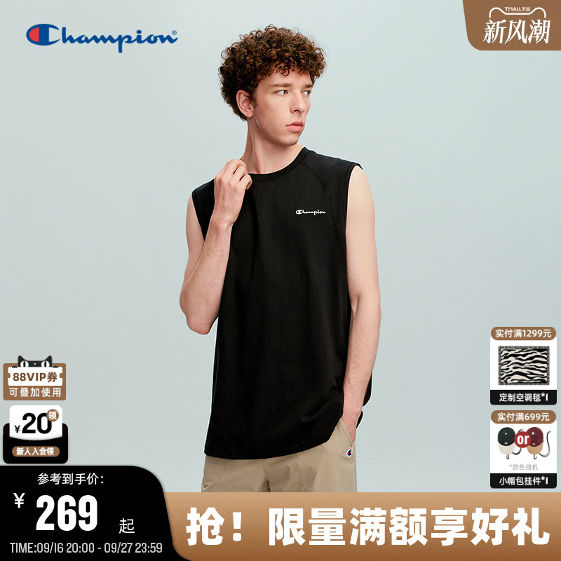 Champion Sleeveless T-Shirt for Men 2026 Summer New Style Refreshing Pure Cotton American Fashion Vest Loose Trendy