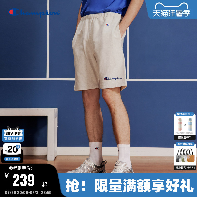 Champion Men's Summer Shorts Official Embroidered Cursive Casual Pants Trendy Pure Cotton Straight-Leg Pants American Style Champion Men's Summer Shorts Official Embroidered Cursive Casual Pants Trendy Pure Cotton Straight-Leg Pants American Style