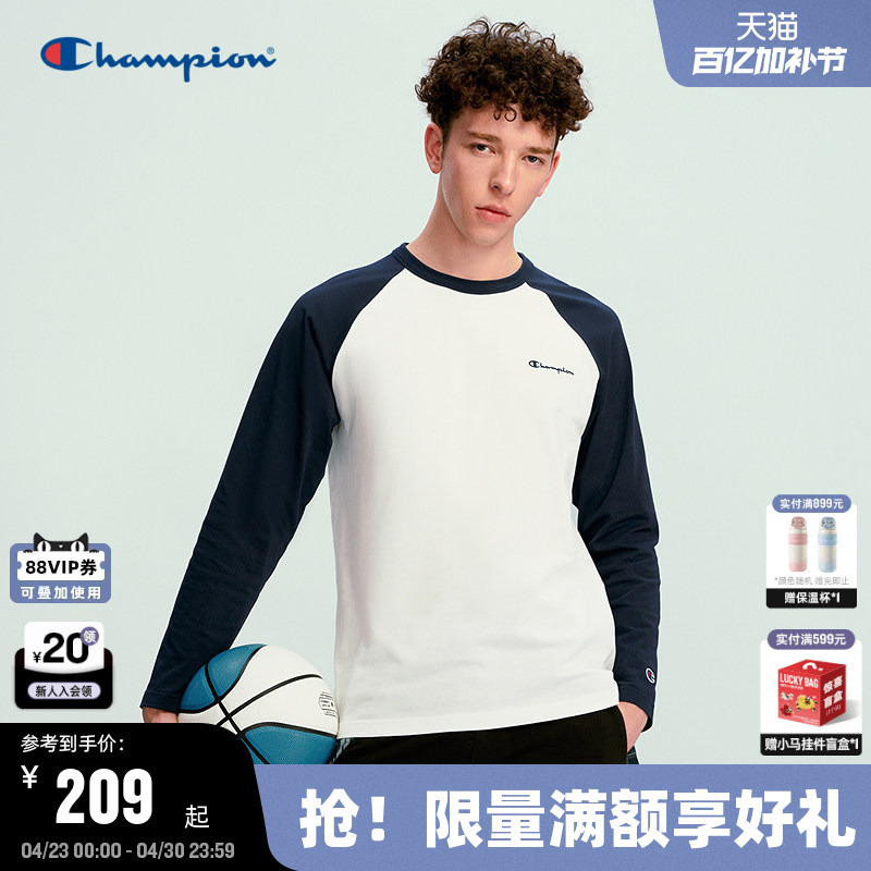 Champion Couple Long-Sleeve T-Shirt for Women 2026 Spring New American Style Trendy Brand Loose Pure Cotton Raglan Sleeves