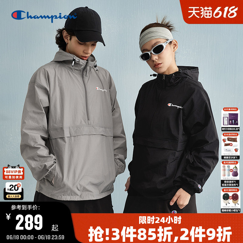 Champion Jacket Men's Spring and Autumn New Half-Zip Retro Women's Sports Trendy Brand Casual Simple Champion Jacket Men's Spring and Autumn New Half-Zip Retro Women's Sports Trendy Brand Casual Simple