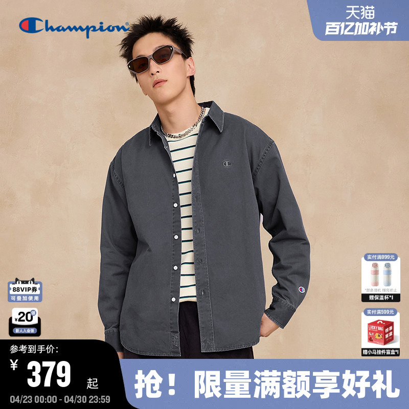 Champion Shirt Men's 2025 Autumn New Vintage Workwear Style Salt-Washed Lapel Jacket Women's Trendy Casual