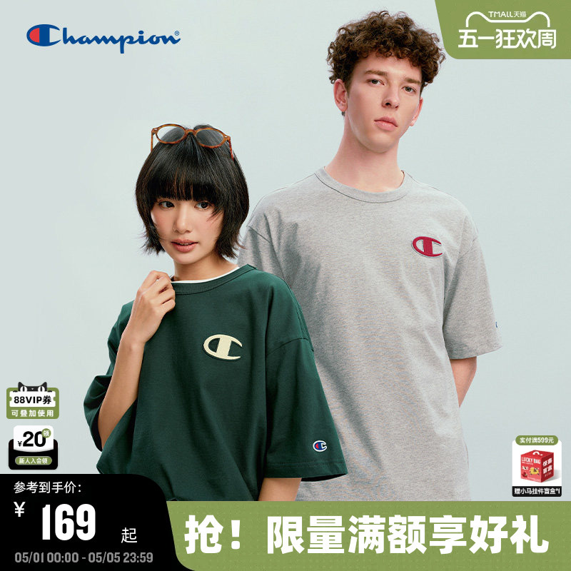 Ding Yuxi Recommends Champion Short-Sleeved T-Shirts for Men, 2026 Summer New Model with Large C Logo, Round Neck T-Shirt for Women and Couples