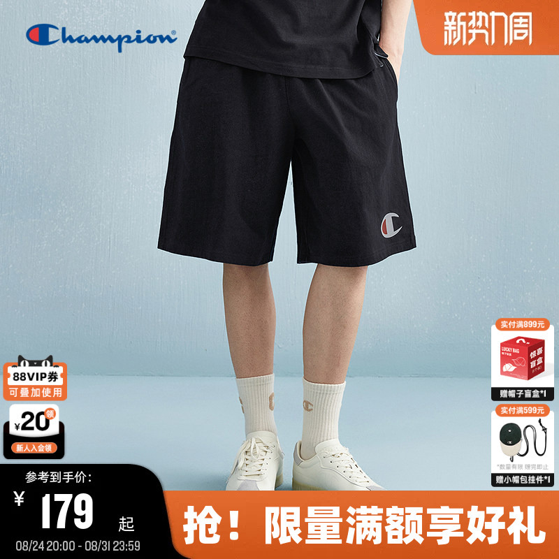 Champion Men's Summer Cotton Shorts Trendy Black Five-Point Shorts Casual Loose American Style Champion Men's Summer Cotton Shorts Trendy Black Five-Point Shorts Casual Loose American Style