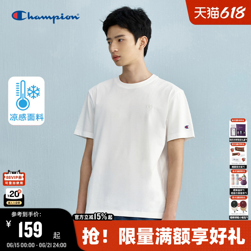 [Cool Feeling] Champion Couple Basic T-Shirt Summer New Embroidered Loose Trendy Round Neck Embroidered Women's T-Shirt
