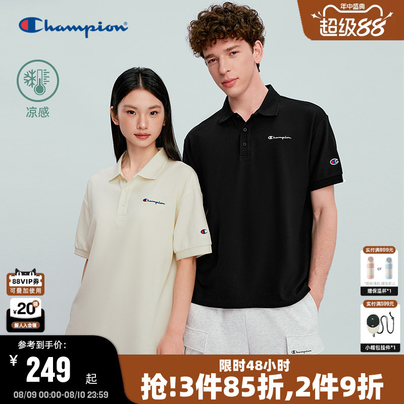 [Cool Feeling] Champion Short-Sleeved Polo Shirt for Men 26 Summer New Style Couple Old Money Style Lapel Trendy T-Shirt