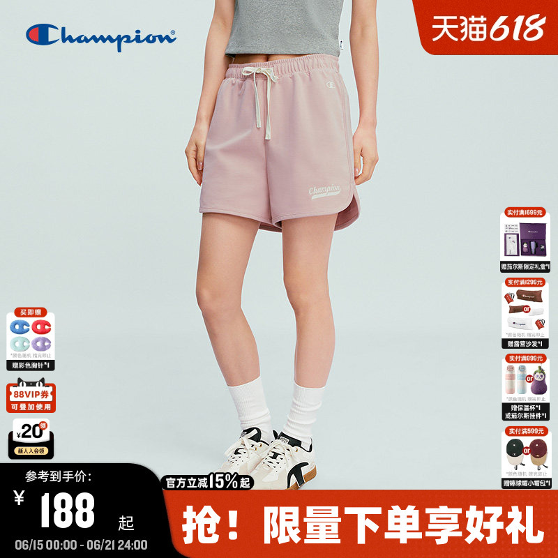 Champion Women's Shorts 2026 Summer New Casual Three-Quarter Sports Shorts Casual Style Slimming Drawstring
