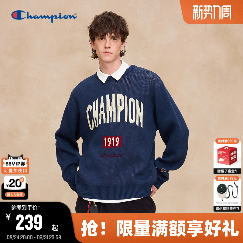 Champion Sweater Men's Autumn New Color-Block Knitwear Women's American Retro College Style Mixed Colors Champion Sweater Men's Autumn New Color-Block Knitwear Women's American Retro College Style Mixed Colors