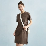 Летняя цветная хлопковая футболка с коротким рукавом, платье-футболка, юбка, с вышивкой