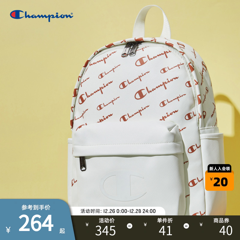 Champion Champion Double Shoulder Bag White Large Capacity Couple Full Print Old Flowers American Fashion Backpack Men's Bag Women-Taobao