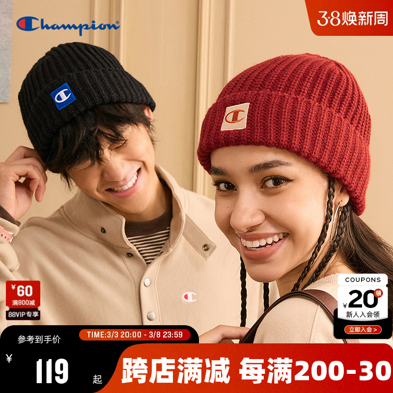 チャンピオン 24 秋 新作 ニット帽 男女 カップル カジュアル 防寒帽子 トレンド 通勤 ファッション シンプル