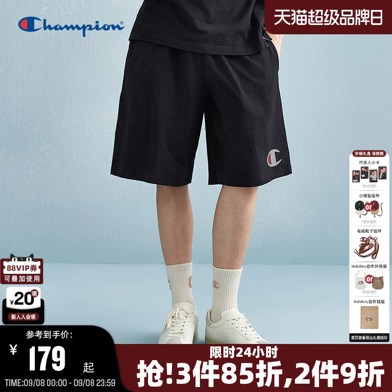 Champion Men's Summer Cotton Shorts Trendy Black Five-Point Shorts Casual Loose American Style Champion Men's Summer Cotton Shorts Trendy Black Five-Point Shorts Casual Loose American Style