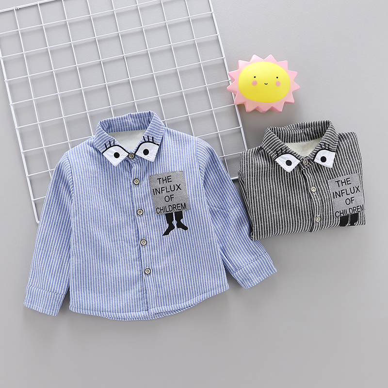 Áo sơ mi nam nhung trẻ em ấm áp cho bé mùa đông 2018 phiên bản mới của Hàn Quốc cho bé áo dày cotton quần áo trẻ em hè 2021