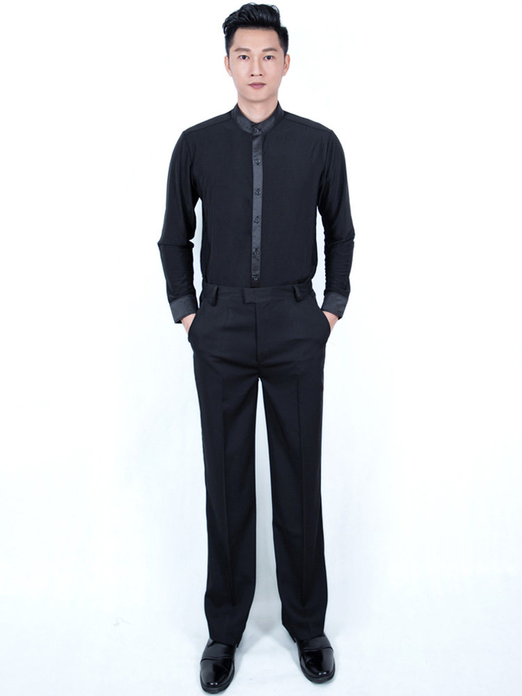 Men's Latin dance practice Performance stage Performance Costume National Standard Morden Dance Latin Dance Suite Conserve Long sleeves