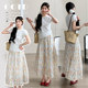 ຊຸດແມ່ມານ summer 2026 ໃຫມ່ casual Korean suit T-shirt top retro wear floral skirt suit