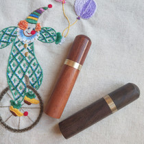 Hand stitch needle anti-rust storage sandalwood storage tube needle small object storage wooden tube