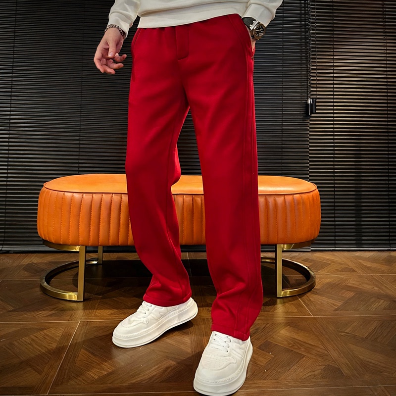 Year of the Horse, Zodiac Year 2026, New Year Style Red Pants for Men, Straight-Leg Casual Simple Sweatpants, Light Luxury High-End Joggers Year of the Horse, Zodiac Year 2026, New Year Style Red Pants for Men, Straight-Leg Casual Simple Sweatpants, Light Luxury High-End Joggers
