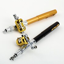 portable mini fibre glass fishing pole rod pen and reel