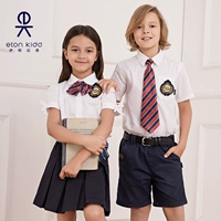 Bộ đồng phục trường tiểu học Eaton Gide Nhóm mua Bộ đồ nam và nữ tay ngắn Váy hè hai mảnh - Đồng phục trường học / tùy chỉnh thực hiện thời trang bé gái