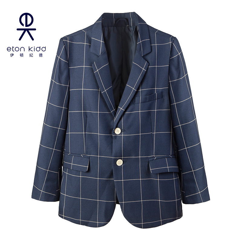 Eaton Guild primary and middle school boys' school uniforms boy small suit jacket spring autumn hidden turquoise beige plaid suit 13Z111