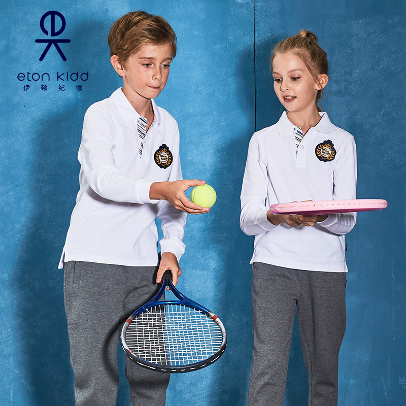 Eaton Gide Brand Uniform white blue and white color strip cloth for long sleeve T - shirt 09T102