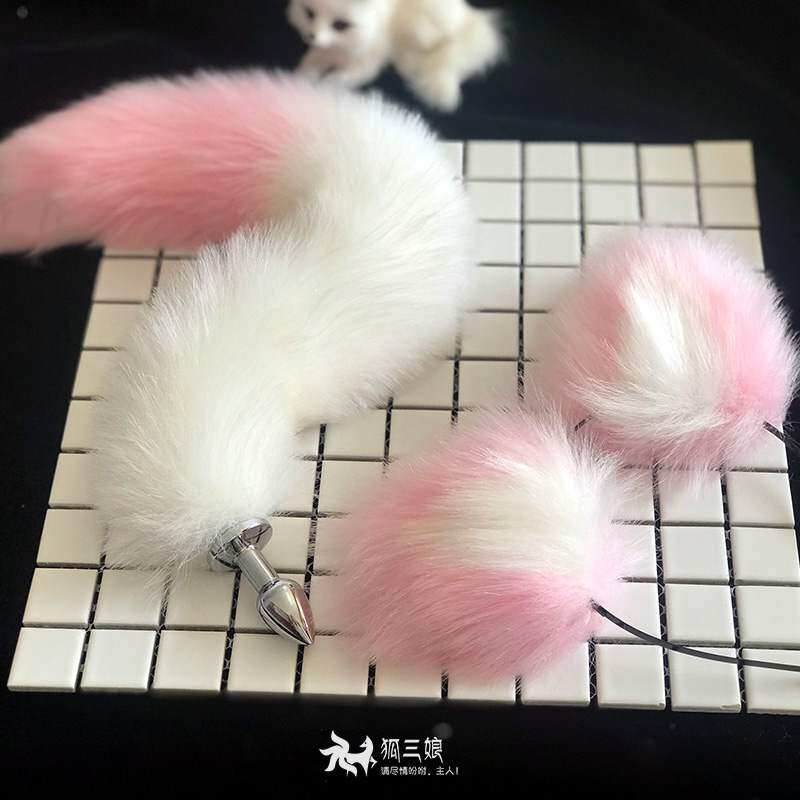Removable New Hand Mini Anal Plug Tail White Fox G Dot Petty Cat Ears Cute Cos Student Suit